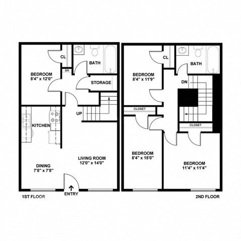 a floor plan of a house with bedrooms and a living room